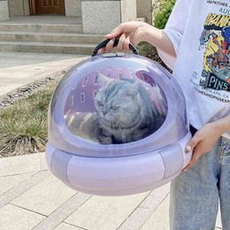 Cat Portable Outdoor Pet Backpack Fashion Puppy Cage Luggage Kitten Bed Travel Handbag Dog Breathable Space Capsule 211120