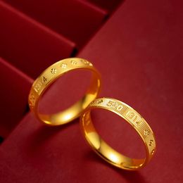 Wedding Rings Couple Ring Band Yellow Gold Filled Women Men Number 1314 520 Carved Finger Jewellery 1Piece