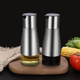 Stainless Steel Glass Olive Oil Dispenser, Vinegar and Soy Sauce Bottle Controllable No Drip Design 11oz/320ml SN5264