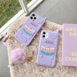 Cute love heart kid girl purple Phone Cases For iphone 14 13 12 11 pro max 12mini XR XSmax 6 7 8 Plus SE2 Soft Silicone Back C