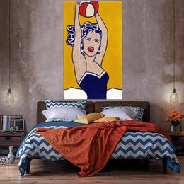 Girl with Ball Home Decor Huge Oil Painting On Canvas Handcrafts /HD Print Wall Art Pictures Customization is acceptable 21050510