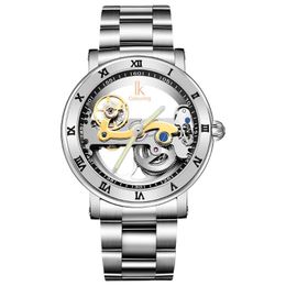 Wristwatches Montre Homme IK Colouring Original Men's Automatic Mechanical Bridge Hollow Watch Stainless Steel Strap Waterproof 5ATM