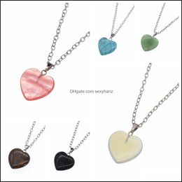 Pendant Necklaces & Heart Shaped Natural Stone Pendants Healing Chakra Reiki Love Charm Bk For Jewellery Making Wholesale Drop Delivery 2021 R