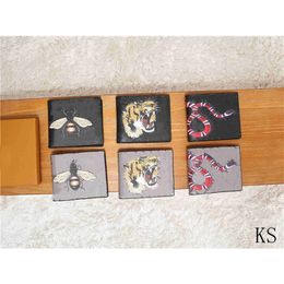 Men Animal Short Wallet Leather Black Snake Tiger Bee Wallets Women Long Style Designer Purse Wallets Card Holders Top Quality