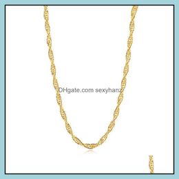 Necklaces & Pendants Chains 24K Solid Gold Jewellery 2.5Mm Rope Chain Necklace For Woman Drop Delivery 2021 Ji7Nj