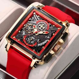 -Designer relógio marca relógios de luxo relógio impermeável quartzo quadrado pulso para homens data esportes relógio de silicone macho montre homme