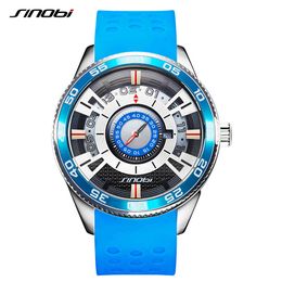 Sinobi Fashion Creative Sports Watches Men's Luxury Silicone Band 100% Stainless Steel Wristwatches Business Clock Montre Homme Q0524