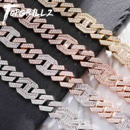 TOPGRILLZ 14mm Heavy Miami Baguette Zircon Iced Out Cuban Link Necklace AAA CZ Prong Setting Necklaces Hip Hop Jewelry 16''-30'' X0509