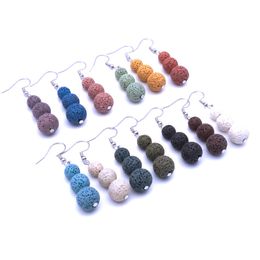 8mm 10mm 12mm Lava Stone Charms Earrings DIY Essential Oil Diffuser Jewellery Women Volcanic beads Earring