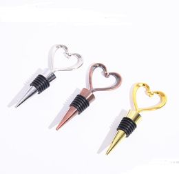 Champagne shape of love Metal Wine Bottle Stopper Tools Rose Gold Silver Elegant Heart Lover Shaped Red Wine-Stopper Kitchen Tool SN3261