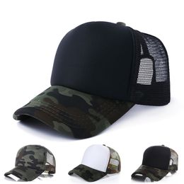 Party Hats Sublimation Blank Camouflage Mesh Hat Cotton Heat Transfer Peaked Cap Outdoor Sunscreen Designer Sun DIY Decoration