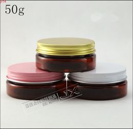 50g/ml Dark Brown Plastic Flat Bottle Jar Pink Screw lid Butter Pomade Bath Salt Pill Small Sample Packing Bottlesgood qty