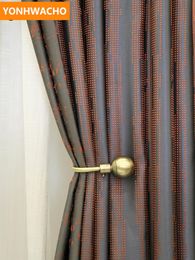 Custom Curtains American Light Luxury Postmodern Simple High-precision Thick Brown Cloth Blackout Curtain Tulle Drape B446 & Drapes