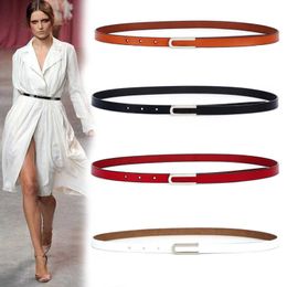 Belts High Quality Real Cowskin Leather Belt Fashion Alloy Buckle Retro Ladies Thin Belts for Women Wild Jumpsuit Ladies Ceinture Z0223