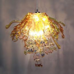 Retro Amber Lamps Handmade Blown Glass Chandelier Lights Europe Style Villa Art Decorative LED Pendant Light 20 by 24 Inches