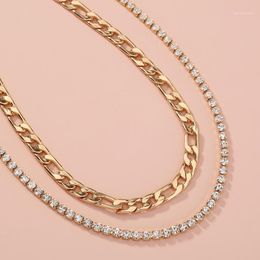 Chains Women Fashionable Simple Multi Layer Diamond Thick Chain Necklace 2 PCS Double-layer Clavicle Fine Jewellery