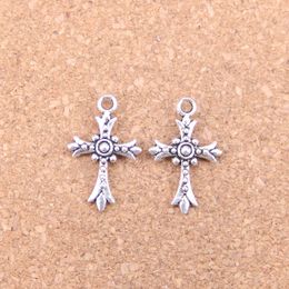 128pcs Antique Silver Bronze Plated cross Charms Pendant DIY Necklace Bracelet Bangle Findings 24*15mm