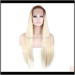 Zf Wine Ombre White Front Wig 28 Inch Straight Fibre Human Hair Charming Party Normal Style Ig3Kw Uxutd
