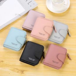 Short Women's Korean Buckle Frosted Change Student Wallet