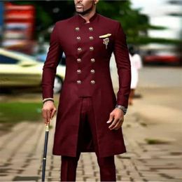 Men's Suits & Blazers Dubai African Formal Wedding Smoking Blazer Custom Made High Neck Double Breasted Jackets With Pants Slim Fit Groom Tu