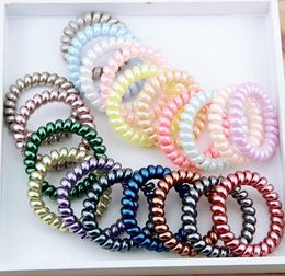 2021 New Women Scrunchy Girl Hair Coil Rubber Hair Bands Ties Rope Ring Ponytail Holders Telephone Wire Cord Gum Hair Tie Bracelet