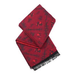 Winter Brushed Polyter Viscose Men Scarv Vintage Red Color Emperor Pattern Custom Luxury Scarf