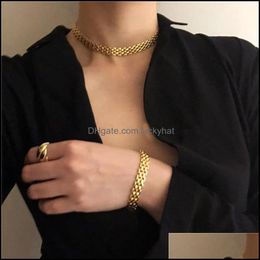 Chains Necklaces & Pendants Jewelrybrass With 18K Gold Pave Chunky Statement Neckalce Japan Korean Style Party Designer T Show Runway Gown J