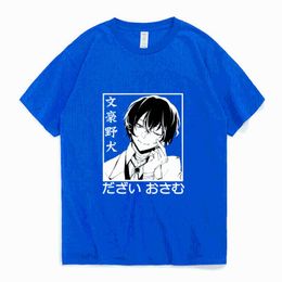 Men's T-Shirts Bungou Stray Dogs Print Anime T Shirt Men Women Street Hip-Hop T-Shirt Summer College Trend-Gathering Man Tees