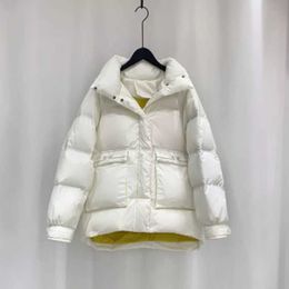 Stand Collar Women's Down jacket Short Fashion Winter Bread Coat Female White Duck Down Casual Wild Women's Clothing 211012