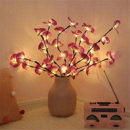 lighted vase fillers UK - Strings 73cm 20 LED Simulation Orchid Branch Lights Christmas Vase Filler Twig For Holiday Wedding Room Decoration