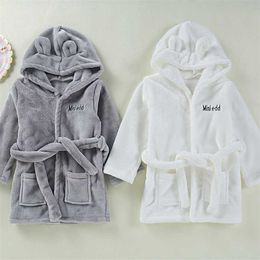 Baby Girls Boys Robes Children Bathrobe Hooded Cap Soft Velvet Robe Pyjama Kids Coral Warm Clothes Baby Lovely Home Clothes 211023