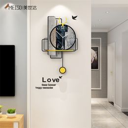 Wall Clock Modern Design Pendulum Living Room Decoration Home Interiors Kitchen Mirror Stickers Acrylic Quartz Slient Watch 211110