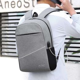 Men's Business Backpack Multifunctional Grey Convenient Backbag with Charging Waterproof Casual Designer Bag For Laptop Rucksack 210929