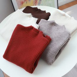Thick Soft Waxy Comfortable Half High-Neck Knitted Bottoming Shirt Solid Colour Korean Style Pit Strip Casual Sweater Women 210520