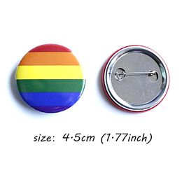 new 4.4*4.4cm Tinplate Rainbow Badge Party Supplies LGBT Brooch Lgbtq Stuff Accessories EWD7646