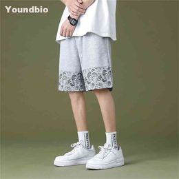 Shorts Men Japanese Style for Running Sport Polyester Summer Elastic Waist Loose Printed Casual 210806