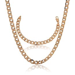Earrings & Necklace Sale 2021 Men Jewellery Set Gold-Color Link Chain Jewellery Sets Bracelet 11S18K-70