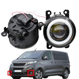 Fog light 2 pcs Front Bumper Lamp Styling Angel Eye LED Lens 12v H11 with for Peugeot Traveller 2016-2018