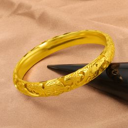 Bride Wedding Women Bangle Bracelet 18k Yellow Gold Filled Trendy Lady Jewellery Charm Gift