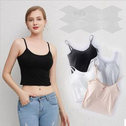 Strap Tank Tops Big Girls Shirt Vest Padded Camisole Sleeveless Camisoles Women Bras Top Summer Fashion Lingerie Clothes 4 Colours DW5276