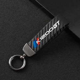 Keychains Fashion Motorcycle Carbon Fibre Leather Rope Keychain Key Ring For K1200GT K1200 GT R S K1200R K1200S SPORT 2008-2021