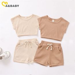 6M-3Y Summer Toddler Infant born Baby Girls Clothes Set Knitted Vest Tops Shorts Outfits Clothing Costumes 210515