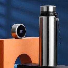 1000ml Intelligent Temperature Display Thermos Water Bottle Smart Stainless Steel Vacuum Flask Tea Coffee Thermal Cup For Gift 211109