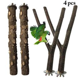 Other Bird Supplies 4Pcs/set Pet Parrot Standing Stick Wood Pole Cockatiel Parakeet Perches Bite Claw Grinding Toy Cage Accessories