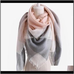 Wraps Hats, Scarves & Gloves Aessories Drop Delivery 2021 Design Triangle Scarf Plaid Fashion Warm In Winter For Women Pashmina Shawl Smkcz