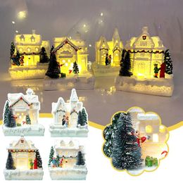 Decorative Objects & Figurines European Christmas Village White House Beautiful Building Holiday Decorations Resin Xmas Ornament Gift Year D