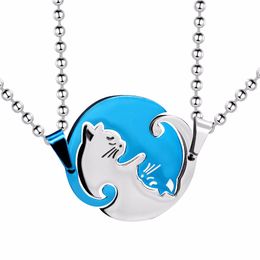 Fashion Cat Necklaces Pendants for Men and Women Couple Necklace Pendant Stainless Steel Good Gift Friend