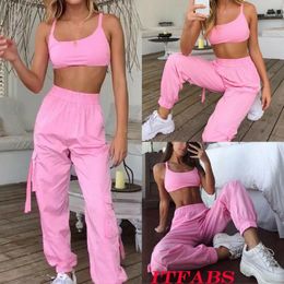 Women's Sleeveless Fitness Crop Top Pants Shorts Leggings Workout Tracksuit Sports Wear Set Gym Running Suit Tracksuits