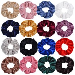 16pcs/lot Korea Velvet Solid Hair Scrunchie Pack Elastic Hair Bands For Women Girls Ponytail Holder Hairband Hair Accessories X0722