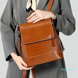 Handbags s 2021 leather women's style fashion trend oil wax cowhide backpack